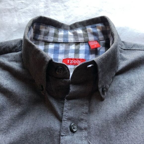 Izod Button Down Shirt Gray Medium - Picture 4 of 8